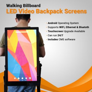 MOBILE LED VIDEO BACKPACKS | 21.5″ & 27″ SCREEN WITH ANDROID