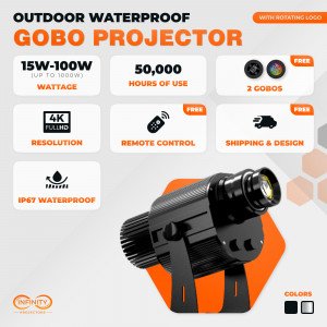 OUTDOOR WATERPROOF LOGO GOBO PROJECTOR WITH ROTATING LOGO